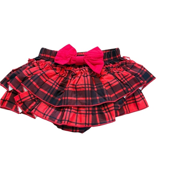 Festive Christmas Outfit with Plaid Skirt and Bow Size 12-18 months NWOT - Picture 5 of 9